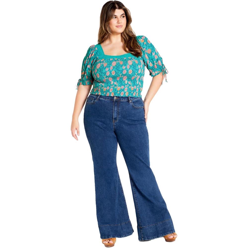 image:imageCity Chic Womens Plus Size Aurora Print TopTurquoise