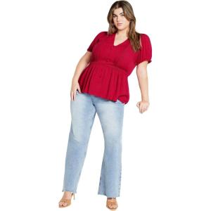City Chic Plus Size Top, Laila Top(Cranberry)
