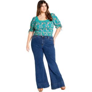 City Chic Women’s Plus Size Aurora Print Top(Turquoise)