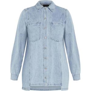 City Chic Women’s Plus Size Shirt – Liv Denim(Denim Mid)
