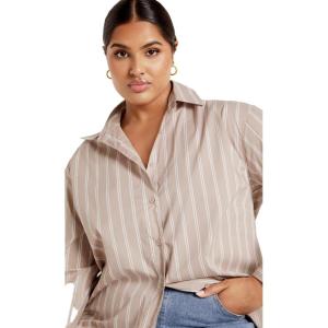 City Chic Women’s Plus Size Shirt – Celine(Taupe)