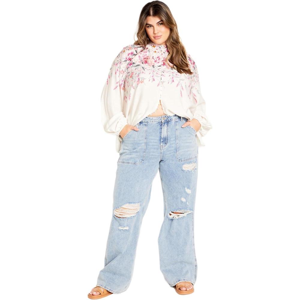 image:imageCity Chic PLUS SIZE KEYLA PRINT IVORY SHIRTPosie Iry Perfection