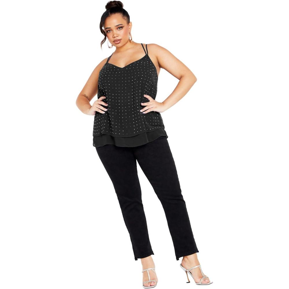 image:imageCity Chic Womens Plus Size Strappy Nail TopBlack