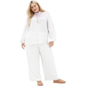 City Chic PLUS SIZE KEYLA PRINT IVORY SHIRT(Flirty Bdr)