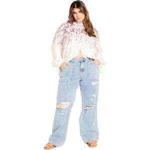 City Chic PLUS SIZE KEYLA PRINT IVORY SHIRT(Posie Iry Perfection)