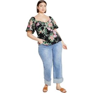City Chic Women’s Plus Size Marci Print Top(Blk Sweet Blossom)