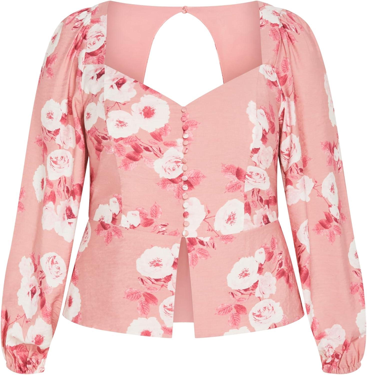 image:imageCity Chic Plus Size Sweet Vintage Rose Adelyn Print TOPVintage Rose