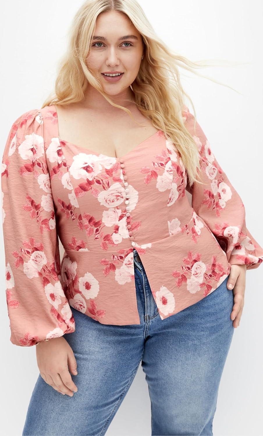 image:imageCity Chic Plus Size Sweet Vintage Rose Adelyn Print TOPVintage Rose