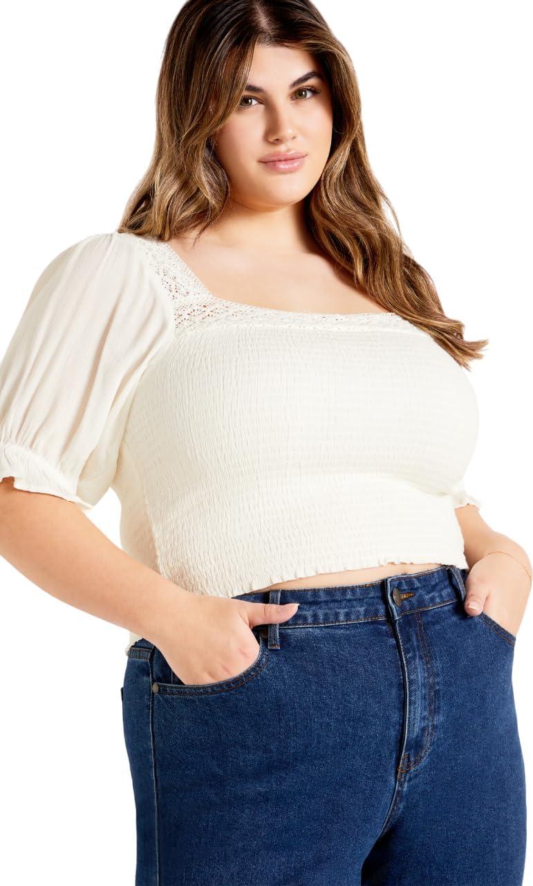 image:imageCity Chic Womens Plus Size Aurora Plain TopIvory