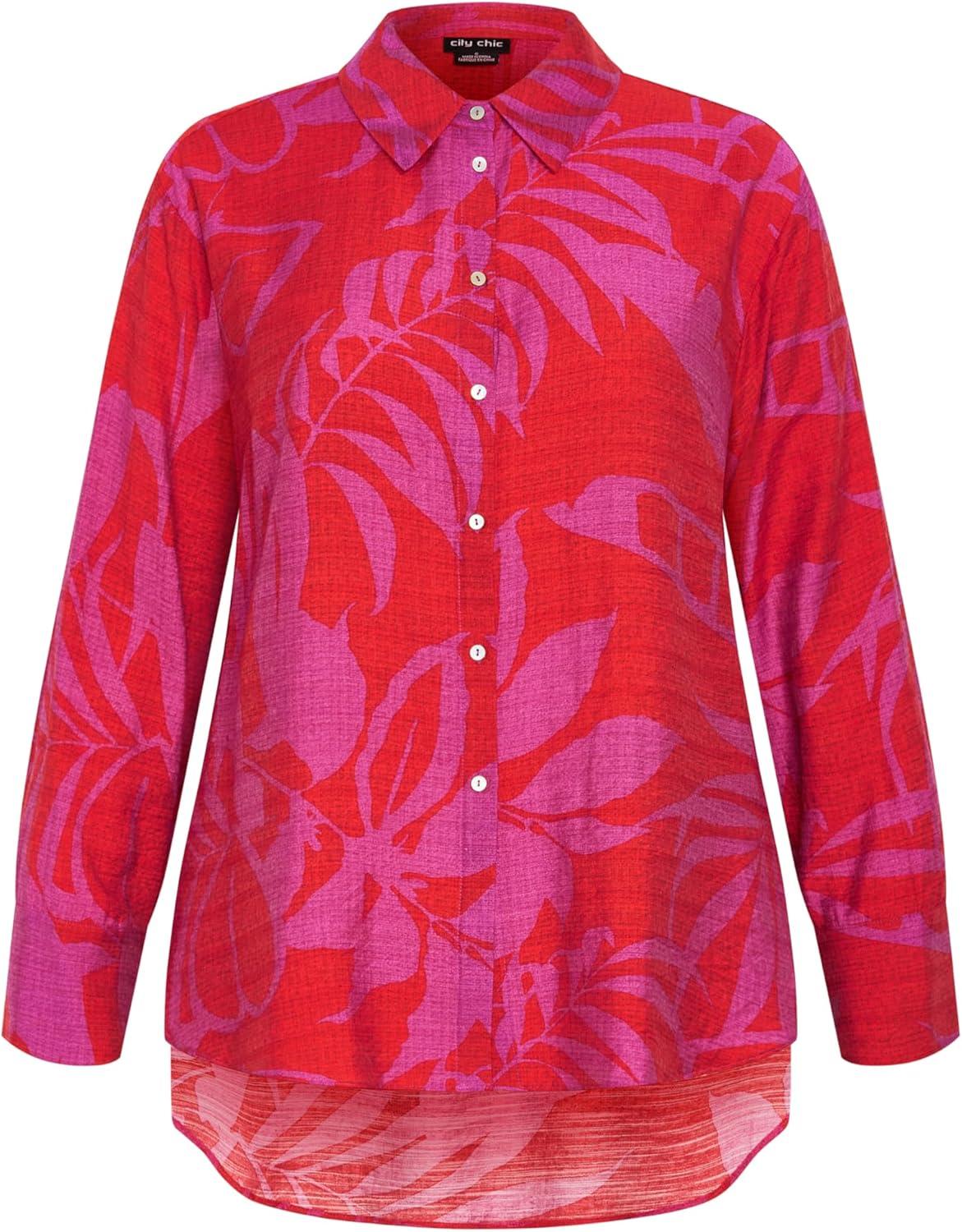 image:imageCity Chic Womens Plus Size Shirt Bella PrintPink Tropicana