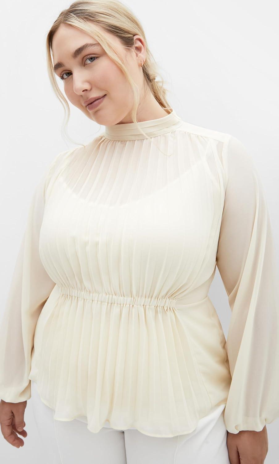 image:imageCity Chic Womens Plus Size Shirt Cross LaneCream