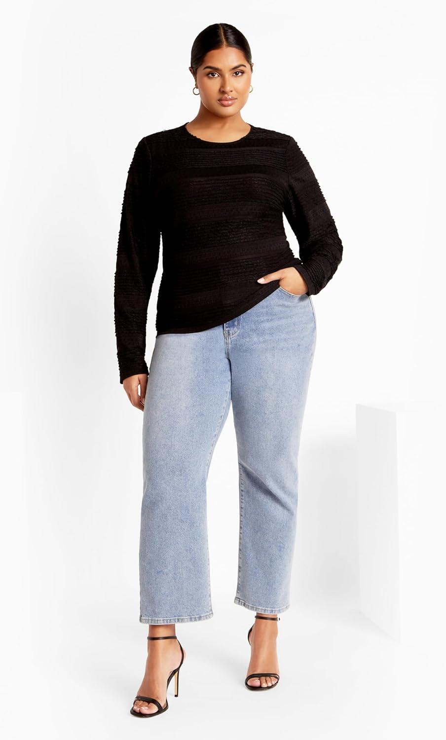 image:imageCity Chic Womens Plus Size Top Amira FrillBlack
