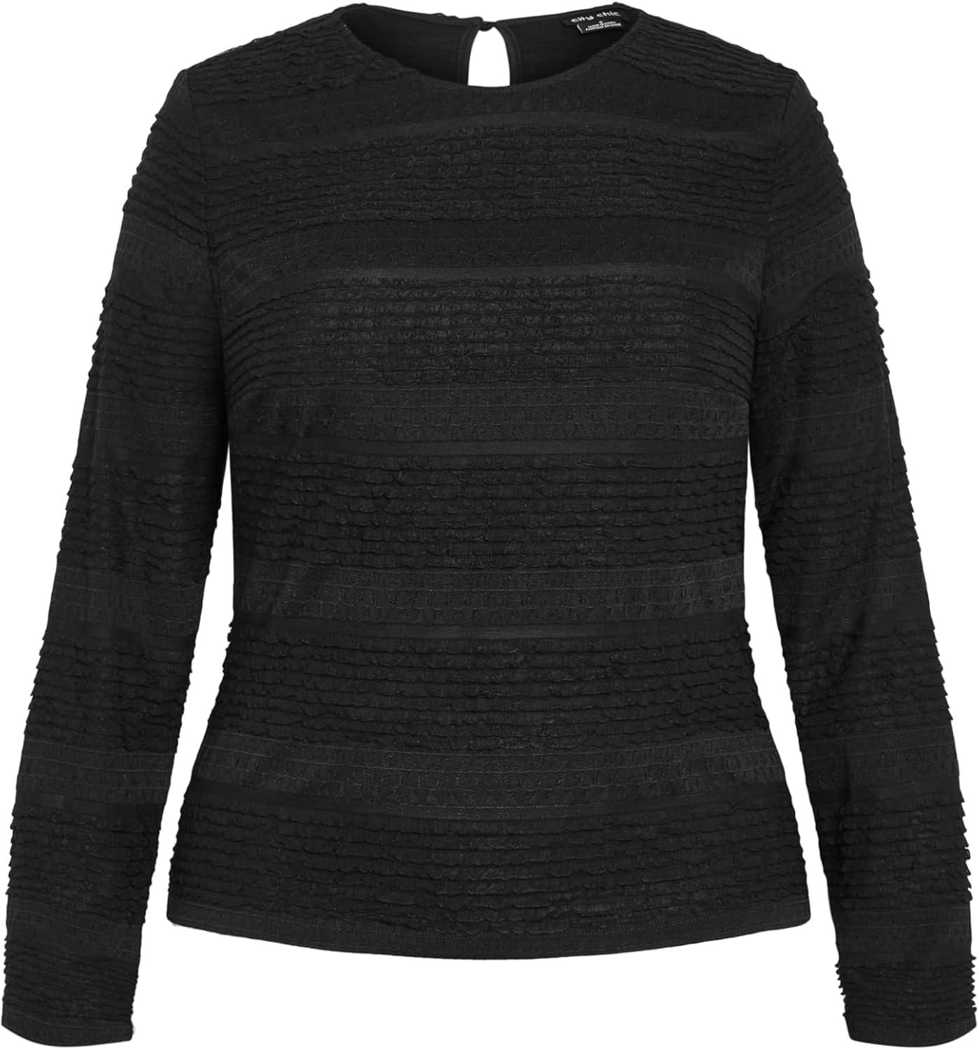 image:imageCity Chic Womens Plus Size Top Amira FrillBlack