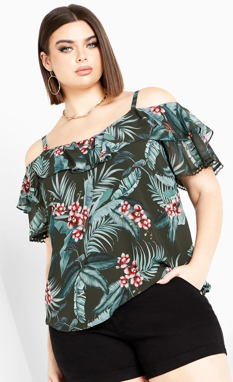 image:imageCity Chic Womens Plus Size Top Phoebe PrintJungle Maya Orchid