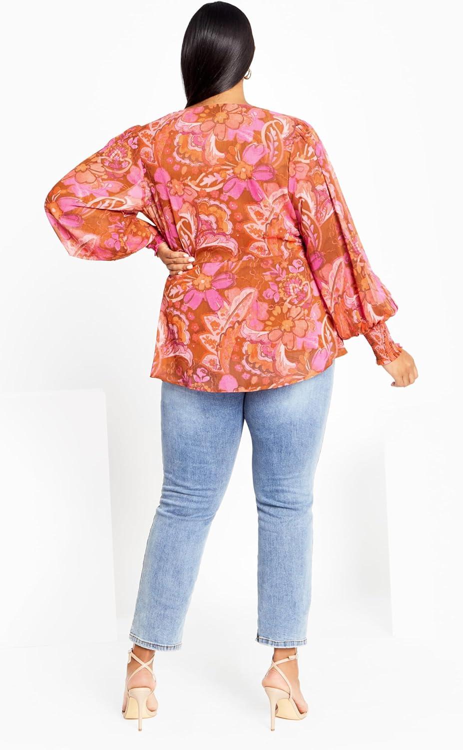 image:imageCity Chic Womens Plus Size Top Alexis PRTFreehand Blooms