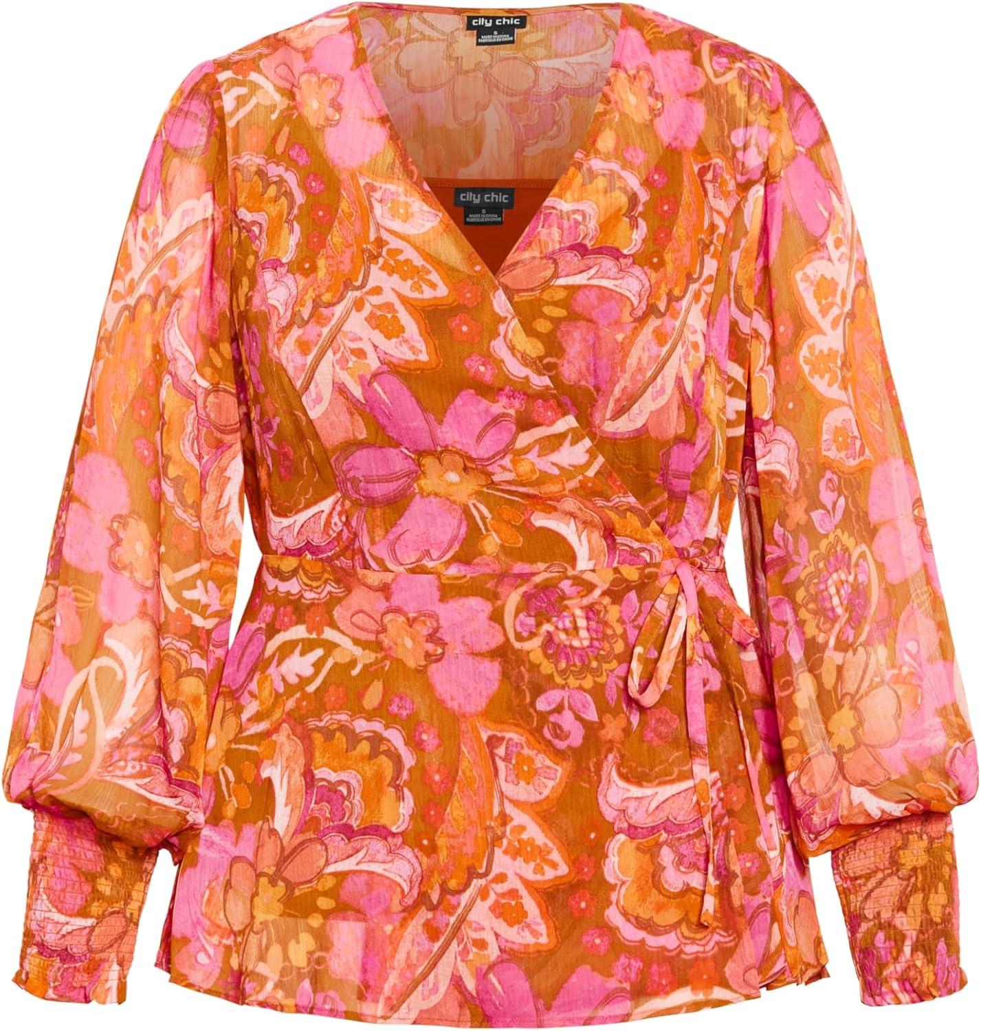 image:imageCity Chic Womens Plus Size Top Alexis PRTFreehand Blooms