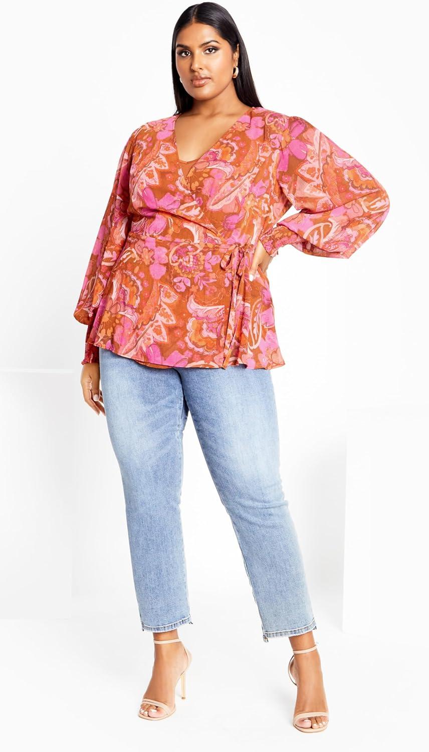 image:imageCity Chic Womens Plus Size Top Alexis PRTFreehand Blooms