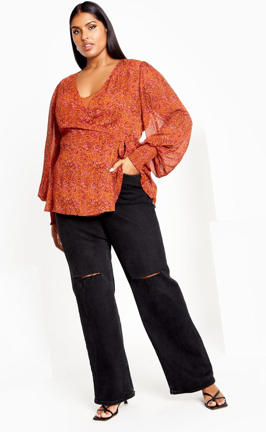image:imageCity Chic Womens Plus Size Top Alexis PRTRetro Paisley