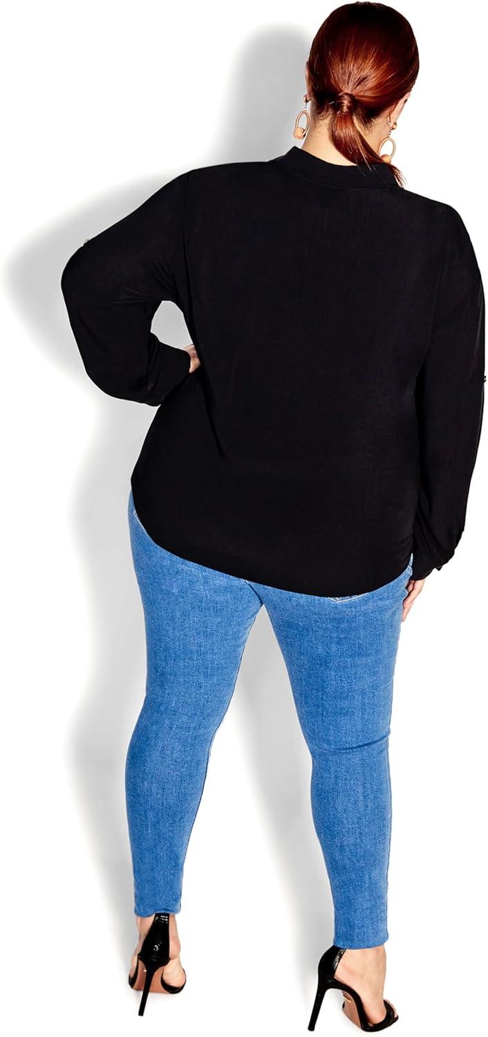 image:imageCity Chic Womens Plus Size Tropical Tie TopBlack