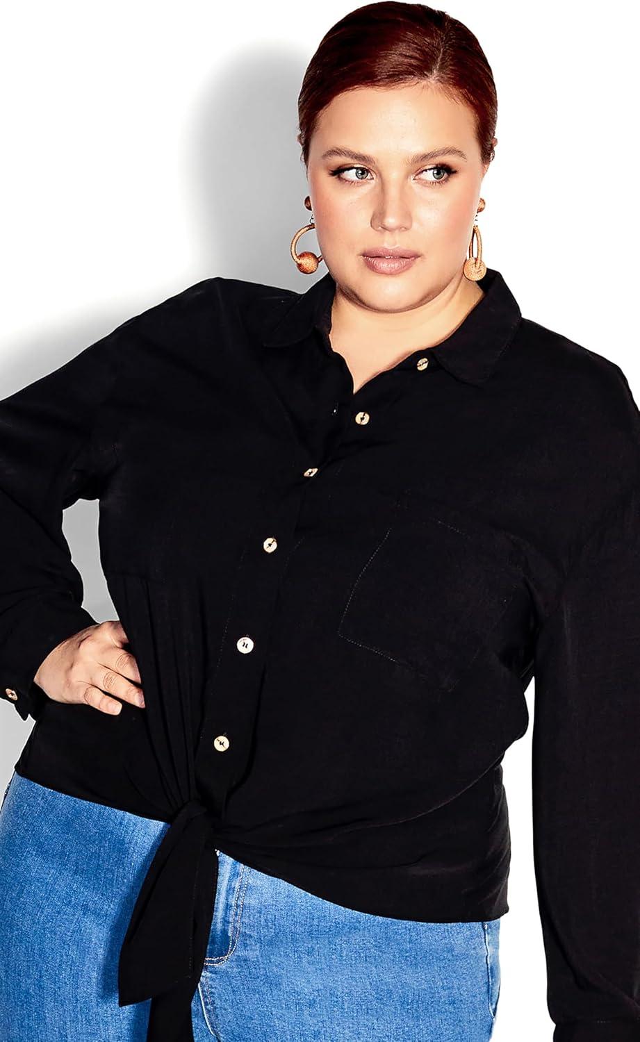 image:imageCity Chic Womens Plus Size Tropical Tie TopBlack