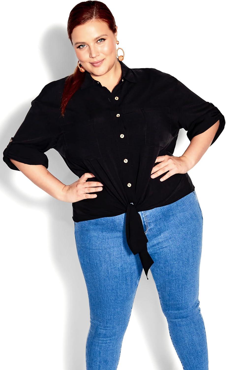 image:imageCity Chic Womens Plus Size Tropical Tie TopBlack