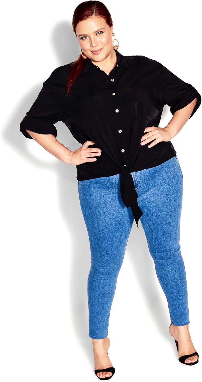image:imageCity Chic Womens Plus Size Tropical Tie TopBlack
