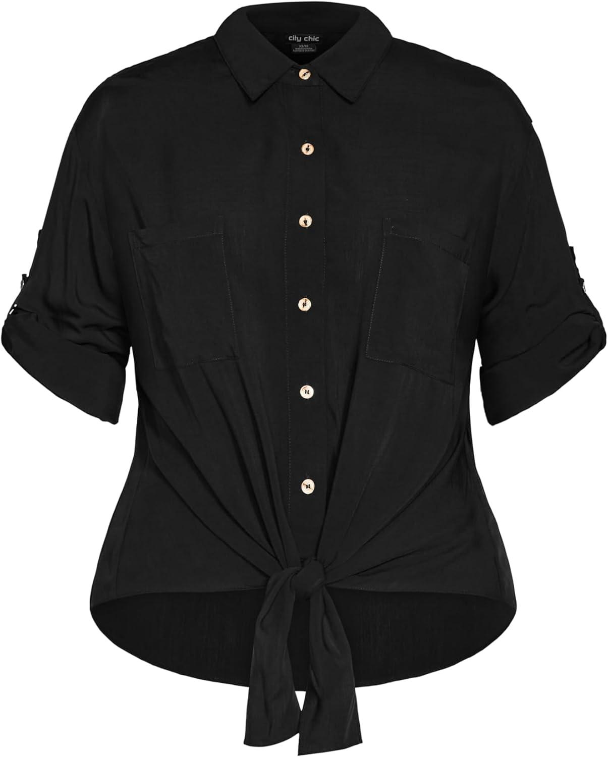 image:imageCity Chic Womens Plus Size Tropical Tie TopBlack