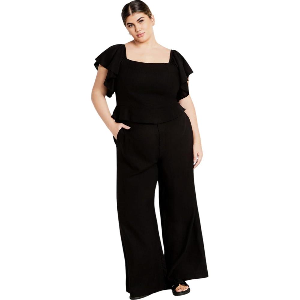 image:imageCity Chic Samara Linen TopBlack