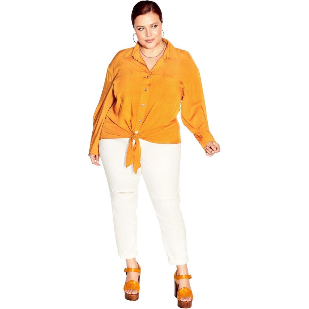 image:imageCity Chic Womens Plus Size Tropical Tie TopGold