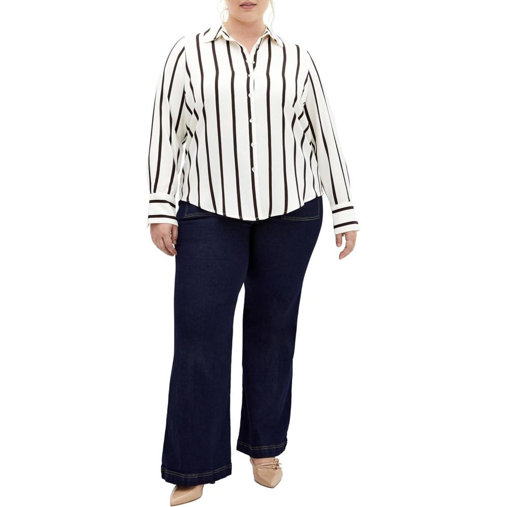 image:imageCity Chic Womens Shirt Trig LanePearlChoc Stripe