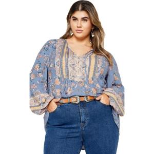 City Chic Plus Size Top, Angel Falls Top(Blue Angel Falls)