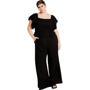 City Chic Samara Linen Top(Black)