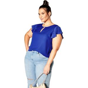City Chic Sweet Waterfall Top(Royal Blue)