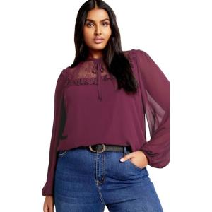 City Chic Women’s Plus Size Greta Top(Plum)