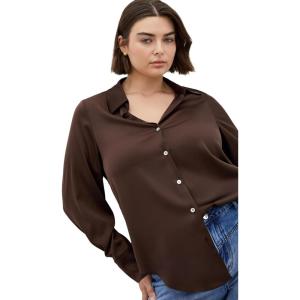 City Chic Women’s Plus Size Shirt – Manor Road(Platinum)