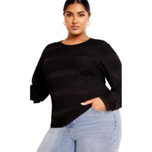 City Chic Women’s Plus Size Top – Amira Frill(Black)