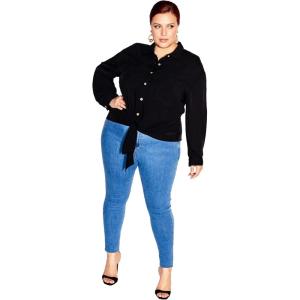 City Chic Women’s Plus Size Tropical Tie Top(Black)