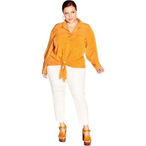 City Chic Women’s Plus Size Tropical Tie Top(Gold)