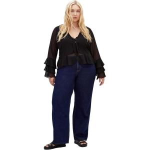 City Chic Women’s Trixie Ruffle Top(Black)