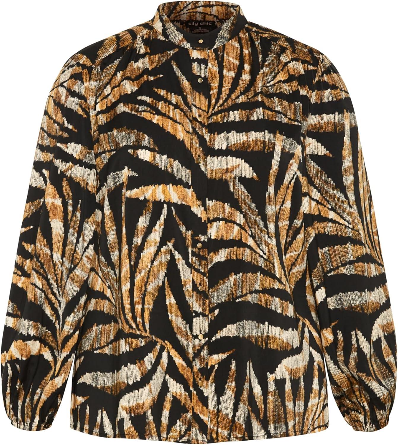 image:imageCity Chic Womens City Chic Plus Size Shirt Elia PRTEtched Palm