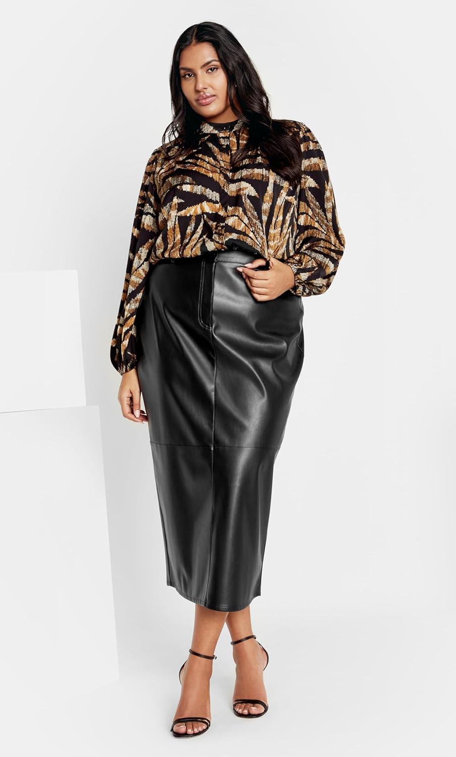 image:imageCity Chic Womens City Chic Plus Size Shirt Elia PRTEtched Palm