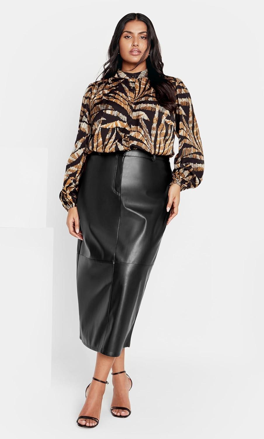 image:imageCity Chic Womens City Chic Plus Size Shirt Elia PRTEtched Palm