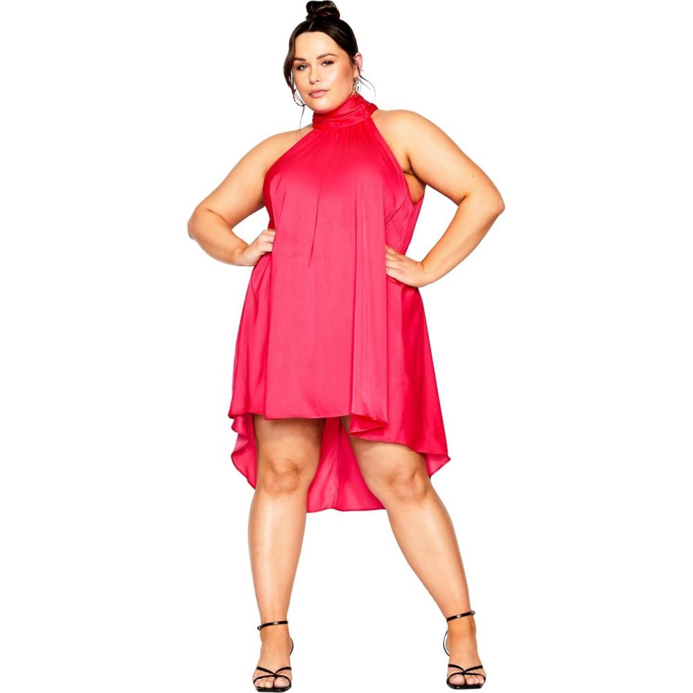 image:imageCITY CHIC Plus Size Hi Lo Shine Tunic Flamingo Pink