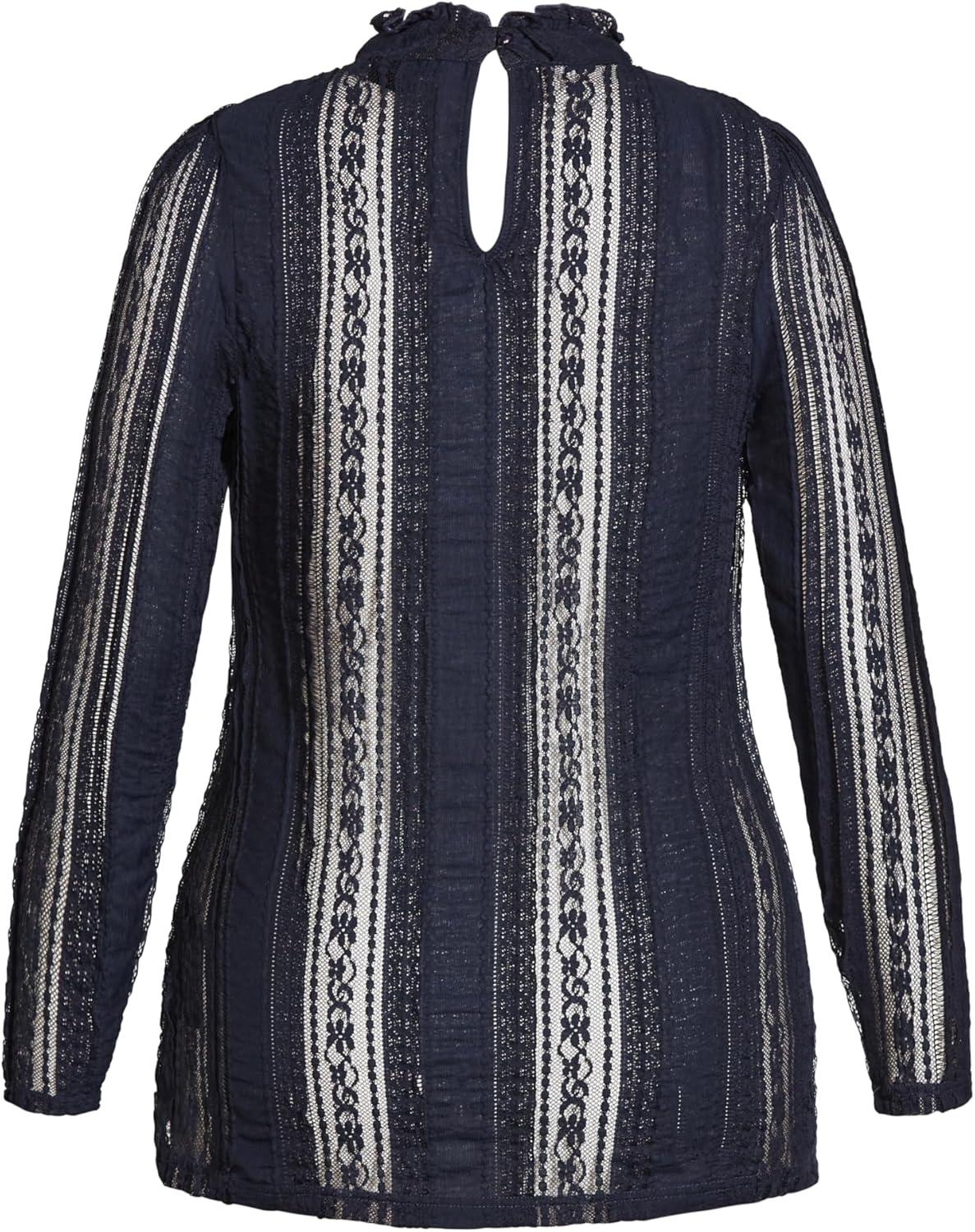 image:imageCity Chic Plus Size Top Paneled Lace TopNavy