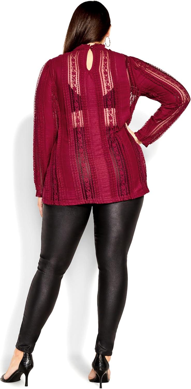 image:imageCity Chic Plus Size Top Paneled Lace TopRuby