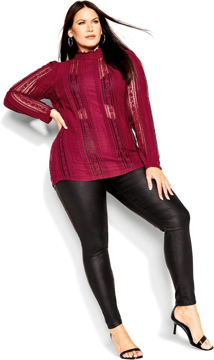 image:imageCity Chic Plus Size Top Paneled Lace TopRuby