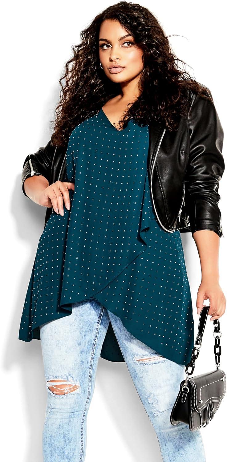 image:imageCity Chic Womens Plus Size Cami Hi Lo ShineEmerald