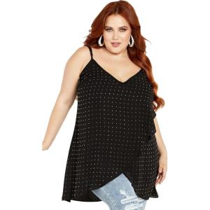 City Chic Women’s Plus Size Cami – Hi Lo Shine(Black)