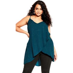City Chic Women’s Plus Size Cami – Hi Lo Shine(Emerald)