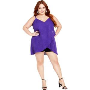 City Chic Women’s Plus Size Cami – Hi Lo Shine(Royal Purple)